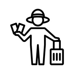 Vector black line icon for Vacationer