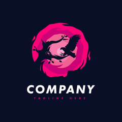 Eagle and its nest logo design illustration