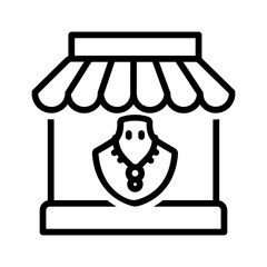 Vector black line icon for Jewelery store