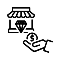 Vector black line icon for Pawn shop