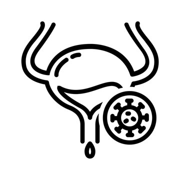 Vector black line icon for Urinary infection