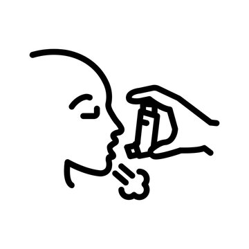 person using inhaler, black outline clip art preview