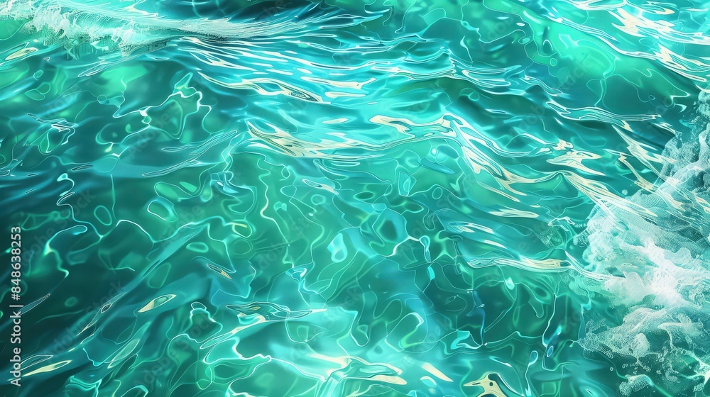 Poster sea water background with a vibrant play of light on gentle waves, creating a mesmerizing pattern of
