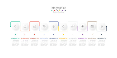 Infographic 10 options design elements for your business data. Vector Illustration.