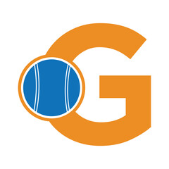 cricket ball Logo combine with letter G vector template