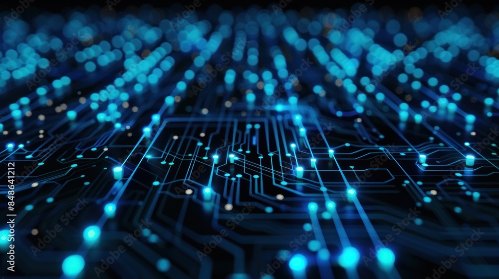 Poster electronic circuit board. technology concept ,microchip cpu processor circuit board. digital line