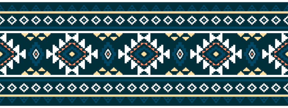Southwest Aztec geometric Native American Mexican Navajo tribal ethnic seamless pattern fabric colorful design vector for textile printing 