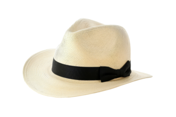 White Panama Hat with Black Ribbon