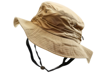 Beige Bucket Hat with Black Strap
