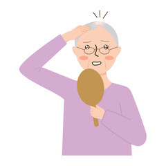 薄毛に悩む高齢女性