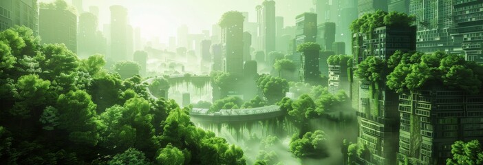 Green Energy Infrastructure, Sustainable Development, Modern renewable sources powering the future. Wallpaper, banner design, brochure, web, background template, concept of sustainability, 