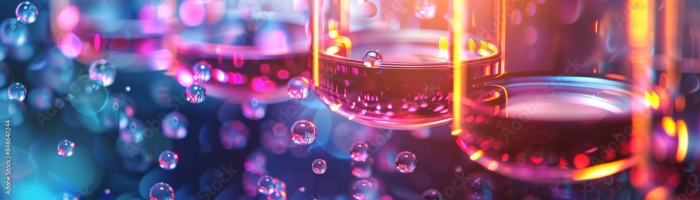 Poster abstract colorful background with blurred lights and bokeh.