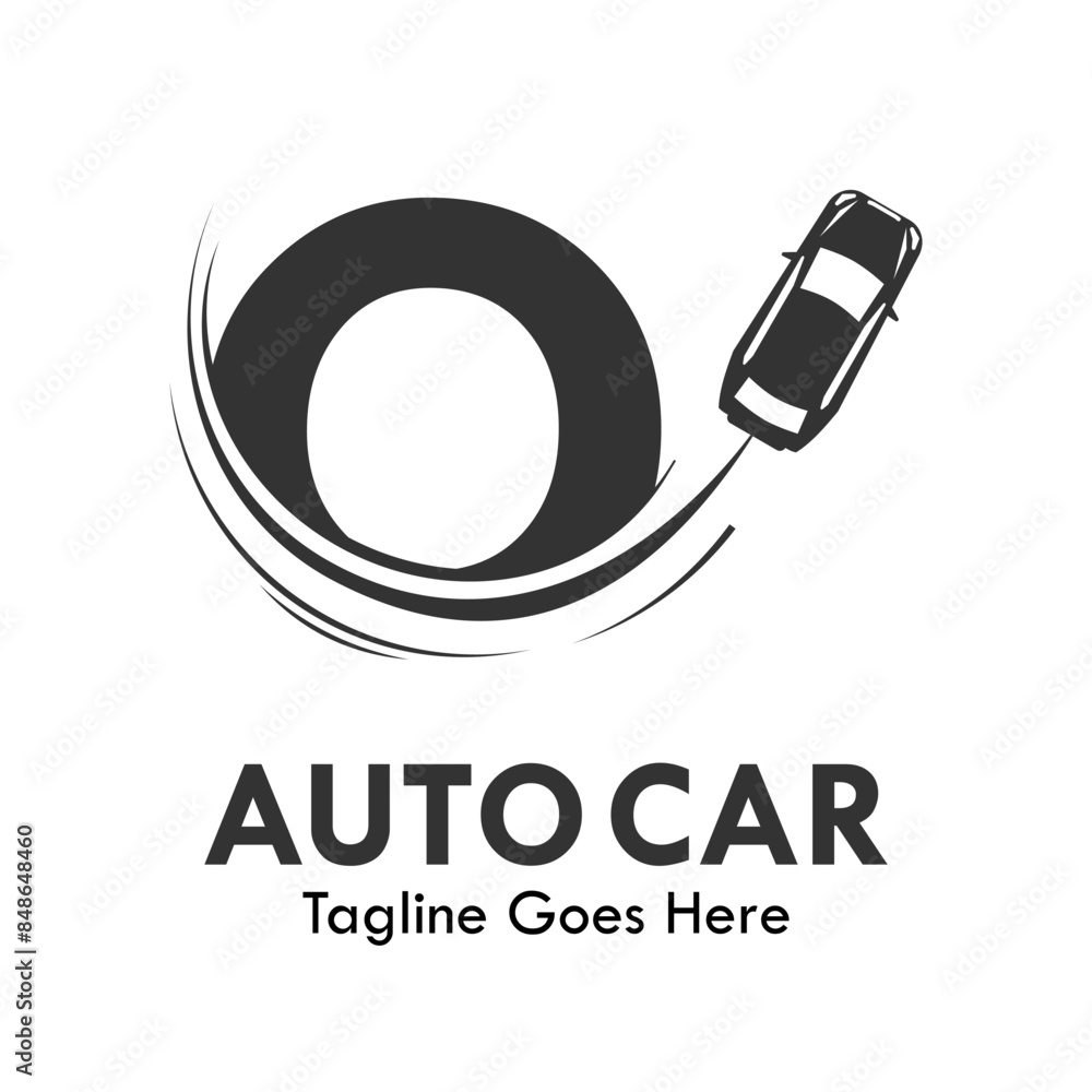 Wall mural letter o with car vector logo template. suitable fonts for event, promo, logo, banner, monogram and 