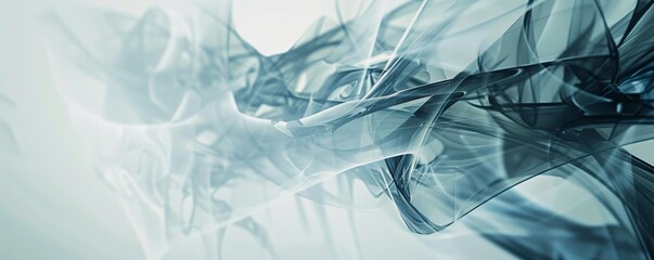 Obraz premium Abstract digital art with swirling blue and gray shapes.