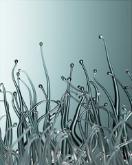 Abstract background of glowing transparent spline life forms on clear background. 3D rendering