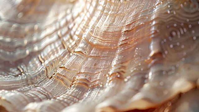 The texture of a smooth pearly shell with a pearlescent sheen and tiny delicate bumps covering its surface.