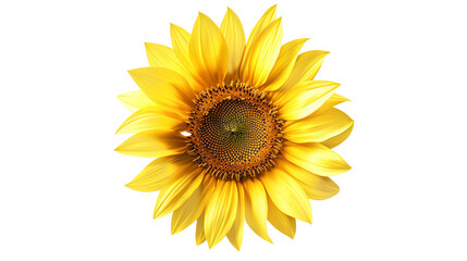 Bright and vibrant sunflower with yellow petals and a brown center, isolated on a white background, perfect for nature and floral-themed designs.  , transparent