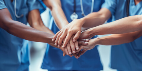 Medical team stacking hands against