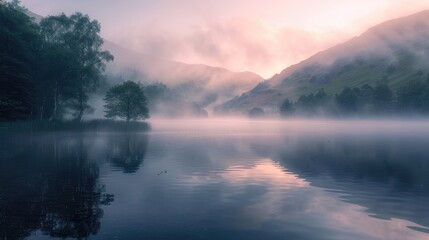Fototapeta premium Misty Start at the Lake