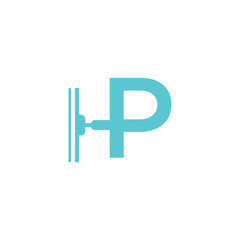 Letter P wiper glass logo icon vector template