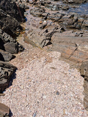 Close up of beach rocks.
