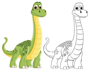 Colorful and outlined dinosaur characters for kids