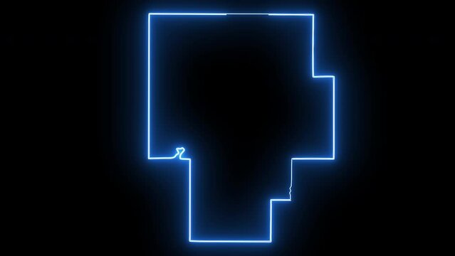 map of Okmulgee in oklahoma with a blue glowing neon effect