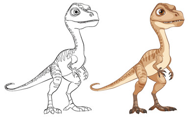 Colorful and outlined dinosaur vector art