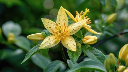 The trimezia plant known for its yellow petals adorned with center spots and elongated green foliage prospers when planted in gardens
