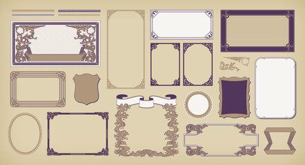 A set of retro Japanese style frames in various shapes © toyotoyo