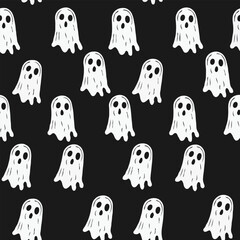 cute black and white halloween ghost graffiti pattern