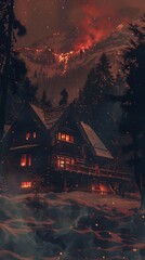 Cozy Ski Lodge s Fireplace Weaving Tales of Mountain s Storied Past