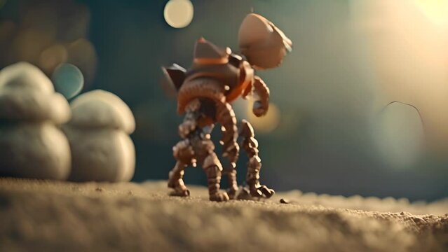 Small Animated Creature With Wings On Sand Generative AI