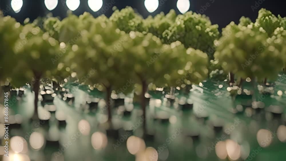 Aufkleber miniature trees growing on a circuit board generative ai