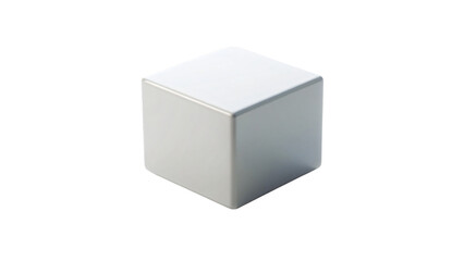 A single white square box with a blank surface sits isolated on a white background