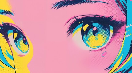 Obraz premium こちらを見つめるアニメ風の女の子の目のアップ AI