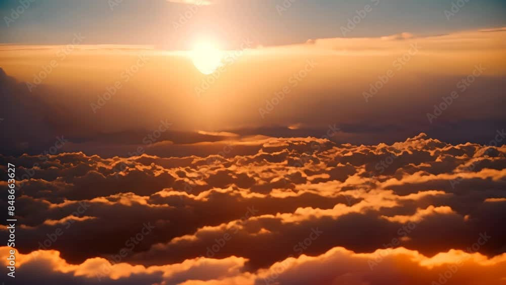 Poster sunset over clouds generative ai