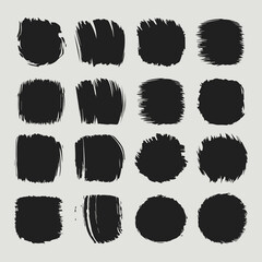 set of ink stains splashes. collection of black brush strokes 09