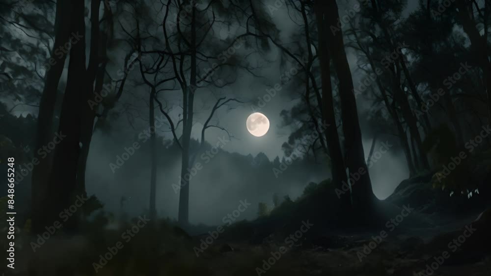Poster full moon in a forest generative ai