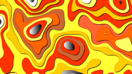 Abstract paper cut and multi layer cutout geometric pattern on vector. Abstract yellow orange paper cut and topographic map background. 