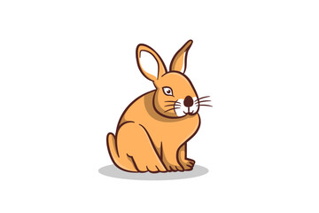 bunny sitting illustration design, vector Cartoon character, multicolored brown. combined white colors isolated on white background.