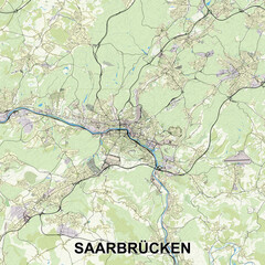 Saarbrücken, Germany map poster art