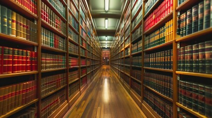 Rows and shelves filled with books in the law library, creating an atmosphere for deep study or research.