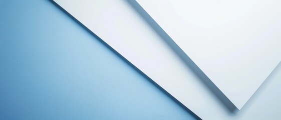 Minimalist Abstract Background with Overlapping White and Blue Paper Layers in Soft Light