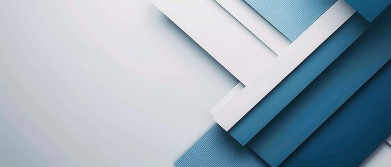 Abstract Geometric Background with Blue and White Overlapping Layers, Modern Design, Minimalist Style, Clean and Elegant, Perfect for Business Presentations, Web Design, and Digital Art Projects