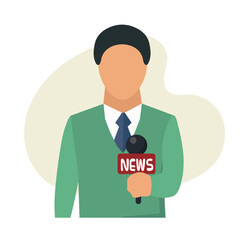 News reporter concept icon clipart avatar logtotype isolated vector illustration