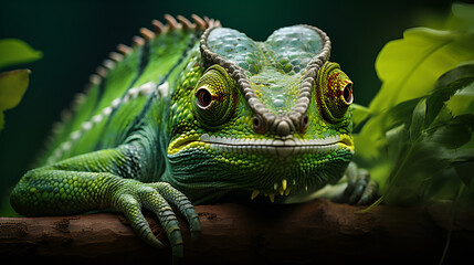 Obraz premium Closeup of iguana in the forest