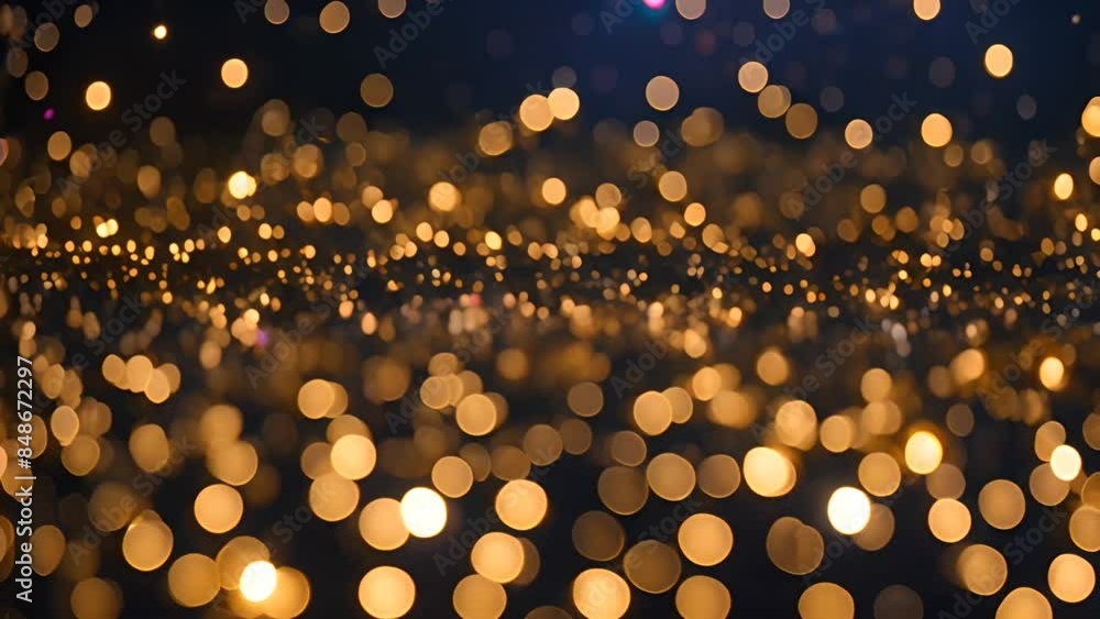 Poster golden bokeh lights against a dark background generative ai