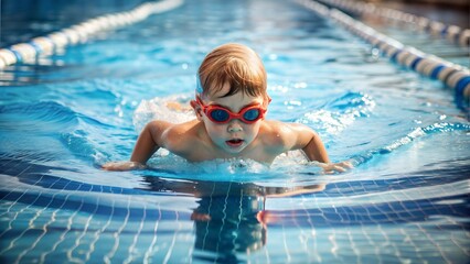 Young Child Freestyle Swimming
