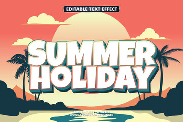 Obraz premium Editable text effect summer holiday 3d Cartoon template style 